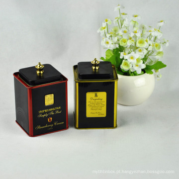 Custom Small Square Black Tea Tin, Tea Tin Box, Black Chinese Tea Tin Box
